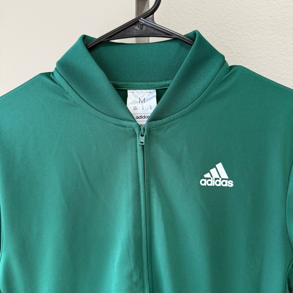 NWT Adidas dark green youth full zip bomber jacket size medium (10/12) - Picture 2 of 8